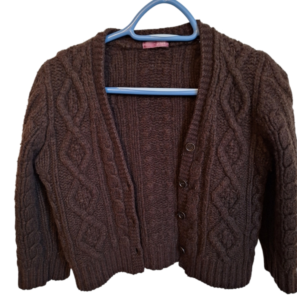 J Crew Dark Brown Cable Knit Button Down Women's Sweater - Size Small - Picture 6 of 9